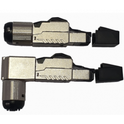 Plug RJ45 Ekivalan Systems blindé Cat6A sans outil, certifié 4PPoE, sortie droite ou coudée